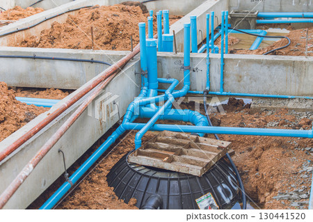 Footing foundation construction site, Shallow Foundation ground floor concrete beams structure 130441520