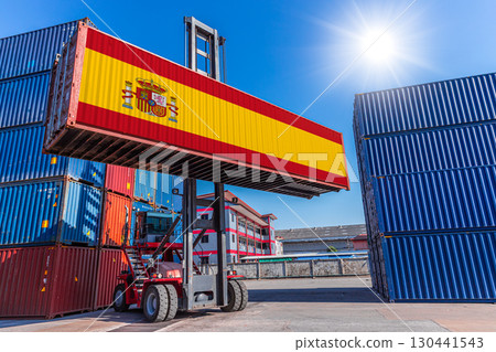 Products shipping cargo goods with Spain flag for import export business from Spain country 130441543