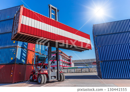 Products shipping cargo goods with Austria flag for import export business from Austria country 130441555