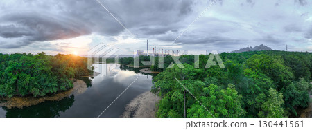 Coal power plant, modern clean energy production with ozone dust filter clean air low pollution 130441561