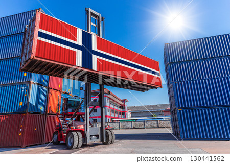 Products shipping cargo goods with Norway flag for import export business from Norway country Products shipping cargo goods with Norway flag for import export business from Norway country 130441562