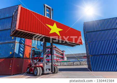 Products shipping cargo goods with Vietnam flag for import export business from Vietnam country 130441564