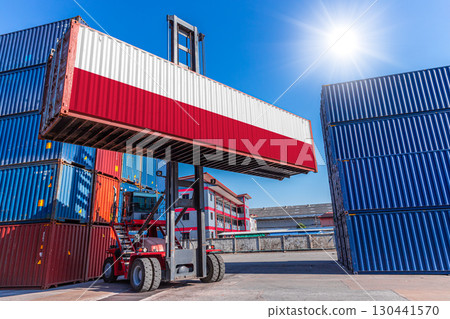 Products shipping cargo goods with Poland flag for import export business from Poland country 130441570