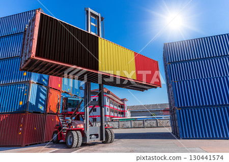 Products shipping cargo goods with Belgium flag for import export business from Belgium country 130441574