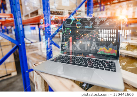 professional warehouse software application, smart modern inventory management technology concept professional warehouse software application, smart modern inventory management technology concept 130441606