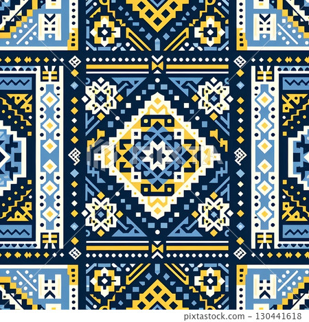 Seamless pattern for textile with modern Ukrainian vyshyvanka design 130441618