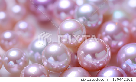 Colorful pearls elegantly arranged on a soft background showcasing their luster and beauty 130442161