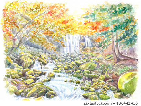 秋少女瀑布 130442416