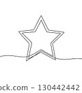Continuous line drawing of star. Minimalist black linear sketch isolated on white background. Hand drawn vector illustration. 130442442