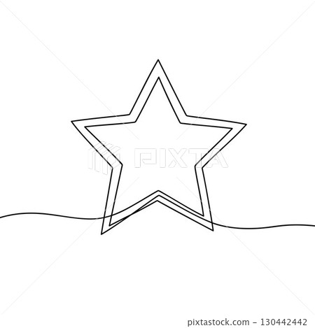 Continuous line drawing of star. Minimalist black linear sketch isolated on white background. Hand drawn vector illustration. 130442442