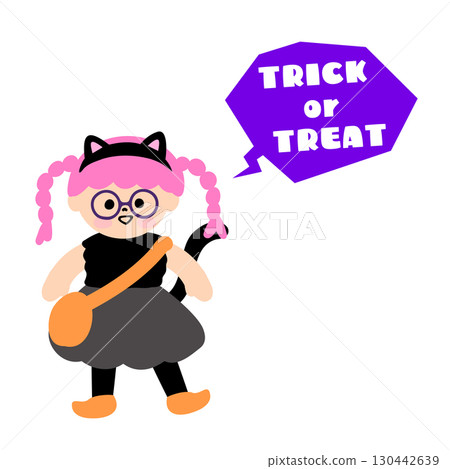 Halloween icon of a cute girl dressed as a black cat Halloween icon of a cute girl dressed as a black cat 130442639
