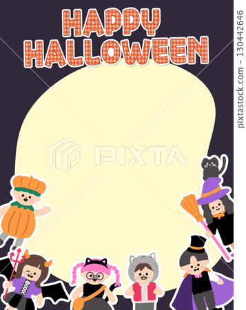 Cute vertical frame of Halloween kids 130442646