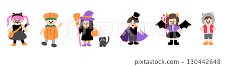 Cute kids dressed up for Halloween. Vector data can be disassembled into parts. 130442648