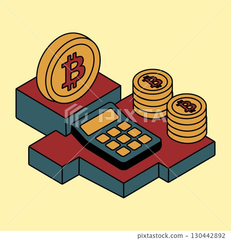 Blockchain Finance Icon with Bitcoin and Calculator Blockchain Finance Icon with Bitcoin and Calculator 130442892