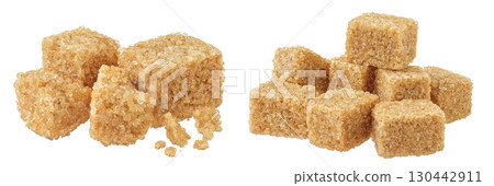 brown sugar cubes isolated on white background brown sugar cubes isolated on white background 130442911
