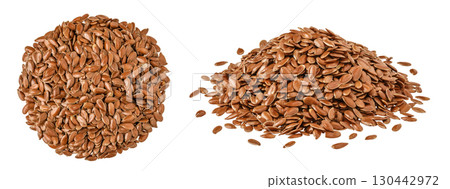 flaxseed isolated on white background. Top view. Flat lay 130442972