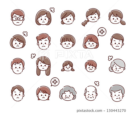 Frustrated and angry multigenerational people faces 130443270