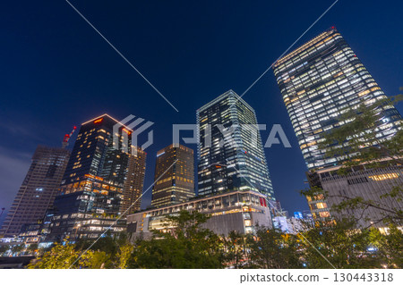 Osaka Station Umekita skyscrapers and beautiful night view 130443318