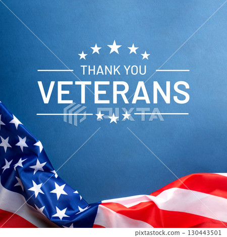 Blue background with American flag. Blue background with American flag. 130443501