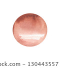 Red circle watercolor illustration. Symbol of Japan and rising sun. Light of the new day. Isolated round geometric element for packing ,poster, pattern design 130443557