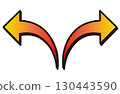 Gradient design of left and right arrows indicating options 130443590