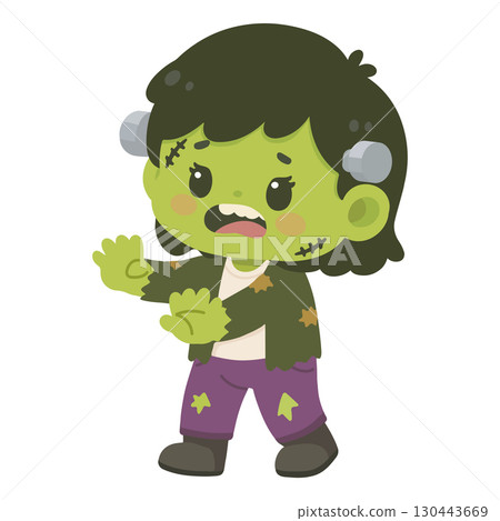 Cute Cartoon Girl Zombie Illustration Cute Cartoon Girl Zombie Illustration 130443669