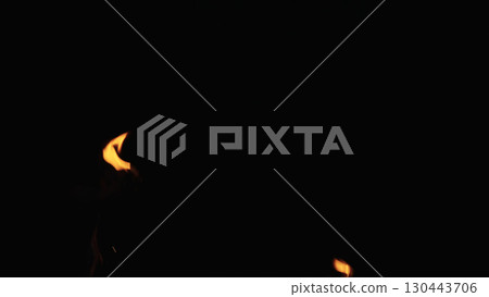 fire flames of campfire over black background, for overlay fire flames of campfire over black background, for overlay 130443706