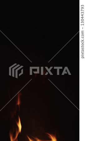 fire flames of campfire over black background, for overlay 130443793