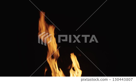 fire flames of campfire over black background, for overlay 130443807