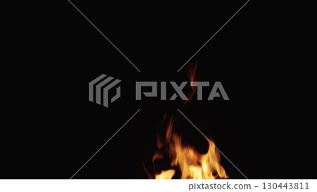 fire flames of campfire over black background, for overlay 130443811