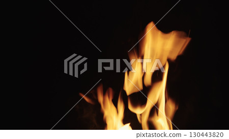fire flames of campfire over black background, for overlay fire flames of campfire over black background, for overlay 130443820