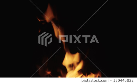 fire flames of campfire over black background, for overlay 130443822
