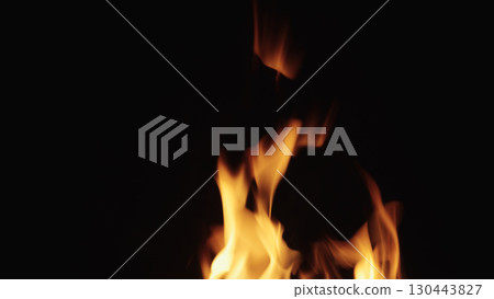 fire flames of campfire over black background, for overlay fire flames of campfire over black background, for overlay 130443827