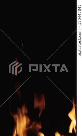 fire flames of campfire over black background, for overlay fire flames of campfire over black background, for overlay 130443843