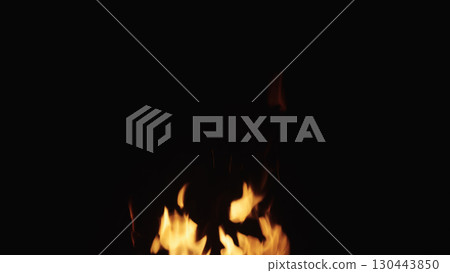 fire flames of campfire over black background, for overlay 130443850