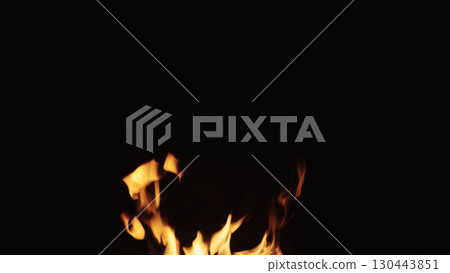 fire flames of campfire over black background, for overlay 130443851