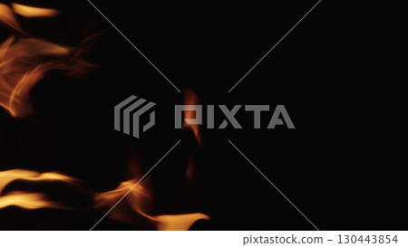 fire flames of campfire over black background, for overlay 130443854