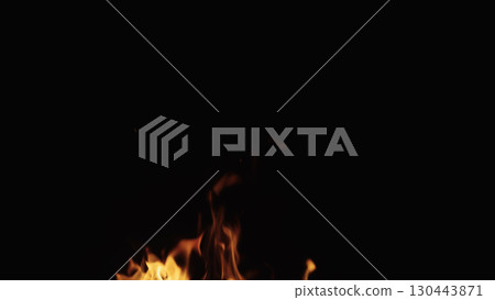 fire flames of campfire over black background, for overlay fire flames of campfire over black background, for overlay 130443871