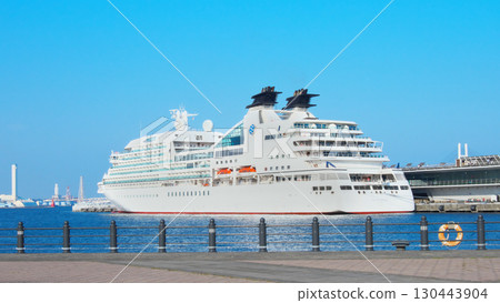 Mitsui Ocean Fuji moored at Osanbashi Pier in Yokohama Cityscape (August 2025) 130443904