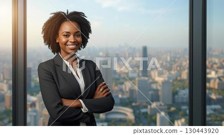 Smiling young woman with arms crossed 130443920