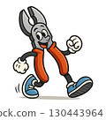 Happy Cartoon Pliers Walking. Mascot Illustration of a Pliers Tool. 130443964