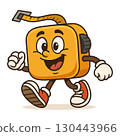 Happy Cartoon Tape Measure Walking. Illustration of a Measuring Tape Tool. 130443966