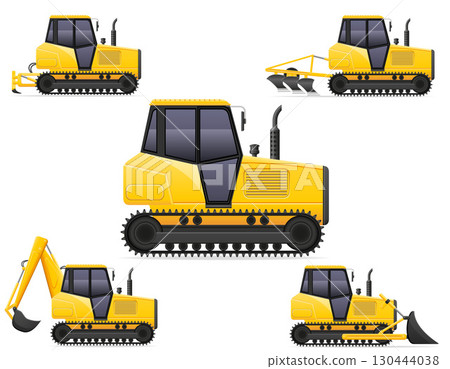 caterpillar tractor bulldozer transport equipment for repair construction and agricultural work cartoon stock vector illustration 130444038
