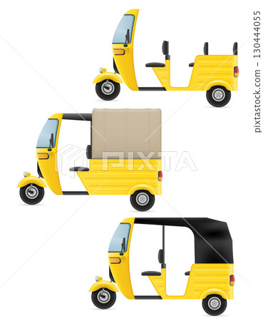 rickshaw tmotor uk-tuk indian taxi transport cartoon stock vector illustration 130444055