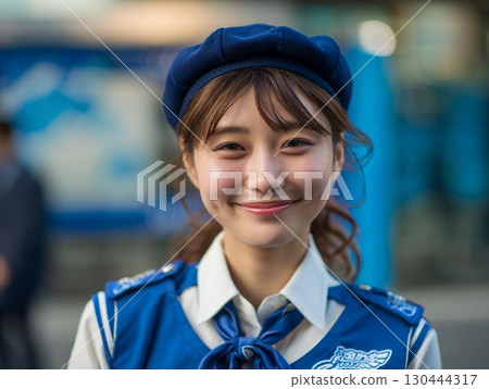 笑容可愛的女人肖像 | 制服，貝雷帽，微笑，美麗，肖像 130444317