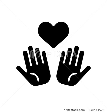 Illustrations of hands and hearts 130444578