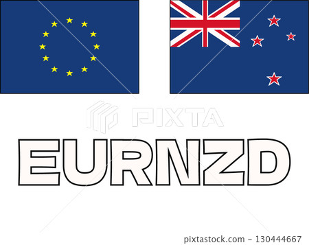 簡單的歐元紐西蘭元圖示插圖 簡單的歐元紐西蘭元圖示插圖 130444667