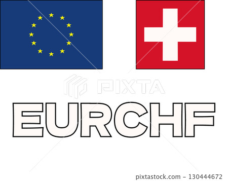 簡單的歐元瑞士法郎圖標說明 簡單的歐元瑞士法郎圖標說明 130444672