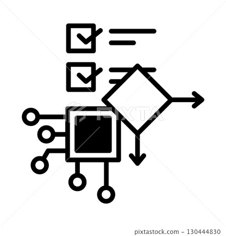 圖示 AI 如何根據條件做出決策。分支區塊呈菱形。 130444830