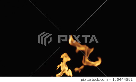 fire flames of campfire over black background, for overlay 130444891